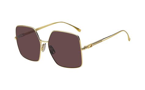 fendi ff0439/s|FENDI Square Sunglasses FF0439S 001O7 Yellow Gold 61mm 439.